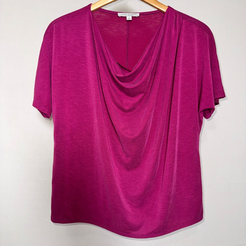 Green Envelope Magenta Pink/Plum Cowl Neck Modal Blend Top Blouse M GTH752-BSM